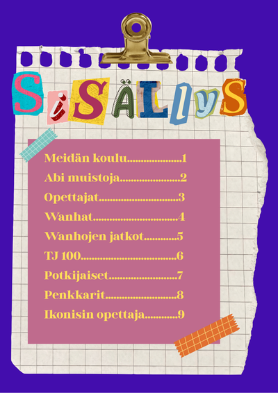 Vuosikirjan sivu vasen
